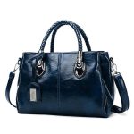 Wholesale Women Fashion Casual Retro Solid Color Oil Wax Tote PU Handbag - Image 9