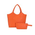 Wholesale Women Fashion Casual Solid Color Rhombic Large Capacity Handbag Two-Piece Bag Set - Image 9