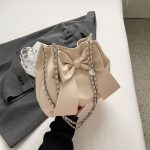 Women Fashion Simple Bow PU Shoulder Bag - Image 9