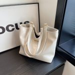 Wholesale Women Fashion Casual Simple Solid Color Large Capacity Tote Bag - Image 8