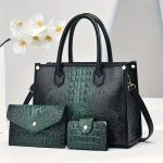 Wholesale Women Fashion Casual Crocodile Large Capacity Handbag Three-Piece Bag Set - Image 8