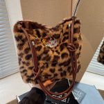 Women Fashion Cute Large-Capacity Leopard Plush Shoulder Bag - Image 8
