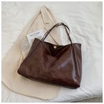 Women Casual Simple Solid Color Large Capacity Soft Leather Tote Bag - Image 7