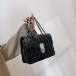 Women Fashion Casual Solid Color Rhombic Chain Small Square Shoulder Bag - Image 9