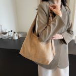 Women Fashion Casual Solid Color Suede Large Capacity Shoulder Bag - Image 8