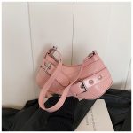 Women Fashion Casual Retro Solid Color Belt Baguette Shoulder Bag - Image 8