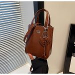 Women Fashion Casual Solid Color Love Pendant Bucket Shoulder Bag - Image 8