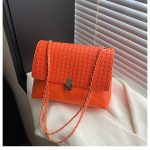 Women Fashion Solid Color Splicing Chain Shoulder Bag - Image 9