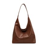 Women Fashion Casual Solid Color Pu Leather Large Capacity Tote Bag - Image 8
