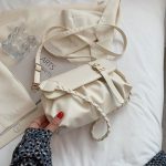 Wholesale Women Fashion Casual Simple Solid Color Pleated Shoulder Bag - Image 9