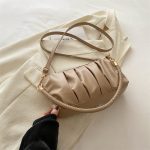 Wholesale Women Fashion Casual Solid Color Pleated Rectangular Shoulder Bag - Image 9