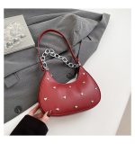Women Fashion Solid Color Love Rivet Chain Shoulder Bag - Image 8