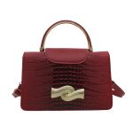Women Fashion Solid Color Crocodile Metal Buckle Small Square Shoulder Bag - Image 9