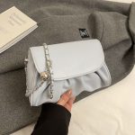 Fashion Girl'S Solid Color Pleated Chain Shoulder Bag - Image 9