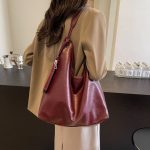 Wholesale Women Fashion Simple Casual Solid Color Large Capacity Tote Bag - Image 9
