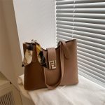 Wholesale Women Fashion Casual Simple Solid Color Silk Scarf Tote Bag - Image 9