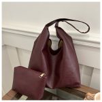 Wholesale Women Retro Simple Solid Color Large Capacity Tote Bag Two-Piece Bag Set - Image 9