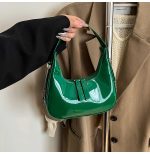 Wholesale Women Fashion Casual Solid Color Patent Leather Shoulder Bag - Image 9