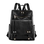 Women Fashion Vintage Pu Zipper Backpack - Image 9