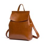 Wholesale Women Fashion Retro Simple Leather Solid Color Backpack - Image 8