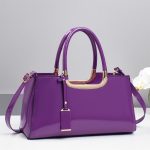 Wholesale Women Fashion Casual Solid Color Patent Leather Handbag - Image 7