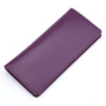 Genuine Leather Simple Women Fashion Solid Color Bifold Purse - Image 4