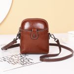 Women Retro Genuine Leather Mini Phone Bag Shoulder Bag - Image 9