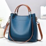 Women Retro Color Blocking Large Capacity Street Style Bucket Handbag - Image 5