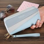Patchwork Color Large Capacity Women Zipper Card Holder Clutch Purse - Image 9