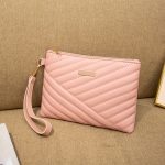 Women Fashion Solid Color Quilted Pu Square Handle Strap Phone Holder Bag Clutch - Image 9