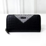 Women Fashion Crocodile Pattern Long Zipper Coin Purse - Image 15