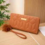 Wholesale Women Fashion Rhombus Embroidery Sequin Pom Decoration Long Coin Purse - Image 14