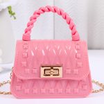 Women Fashion Leaf Pattern Mini Flap Lock Chain Crossbody Jelly Bag - Image 9