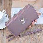 Women Fashion Simple Litchi Pattern Double Zipper Long Purses - Image 9