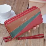 Wholesale Women Fashion Color Block Double Zipper Large Capacity Purses - Image 9