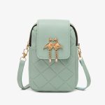 Women Fashion Rhombic Embossed Swan Decoration Rectangular Purses - Image 9