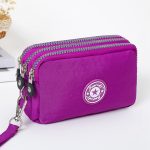 Women Fashion Solid Color Frosted Three-Layer Zipper Storage Purses - Image 9