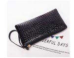 Women Simple Solid Color Stone Pattern Zipper Long Purses - Image 9