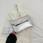Women Simple Crocodile Flap Lock Rectangular Purses - Image 9