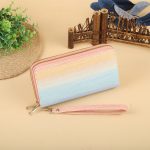 Women Fashion Long Frosted Double Zipper Gradient Multi-Card Position Purses - Image 9