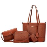 Women Fashion Casual Color Block Large Capacity Tote Bag Four-Piece Bag Set - Image 9