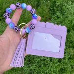 Fashion Creative Multicolor Silicone Bead Bracelet Keychain Multi-Card Wallet
