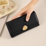 Women Fashion Casual Solid Color Litchi Pattern Triple Folding Long Wallet - Image 8
