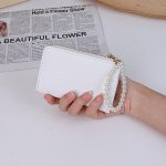 Women Fashion Solid Color Litchi Pattern Short Pearl Chain Multi-Card Coin Wallet - Image 9