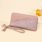 Women Fashion Color Contrast Zipper Large Capacity Long Wallet - Image 9