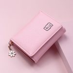 Women Basic Zipper Design Flower Pendant Solid Color PU Wallet - Image 7