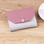 Women Basic Folding Buckle Design Color Blocking PU Wallet - Image 9