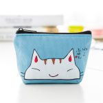 Women Cute Cat Pattern Zipper Design Canvas Wallet - Image 5
