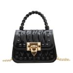 Women Fashion Solid Color Mini Lock Chain Crossbody Bag - Image 10