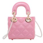 Wholesale Women Fashion Mini Diamond Pvc Square Pearl Chain Crossbody Bag - Image 9